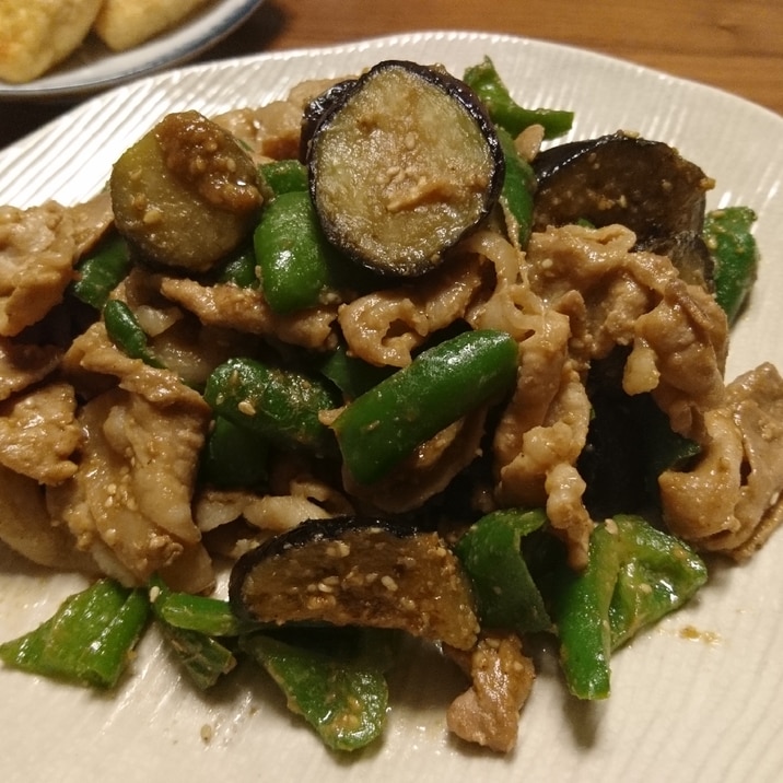 茄子とピーマンの豚味噌炒め